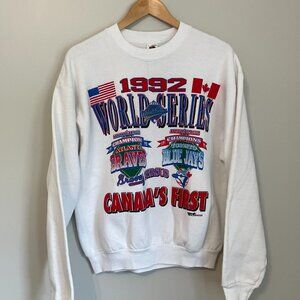 White 1992 World Series Pullover Crewneck Sweatshirt - Braves and Blue Jays